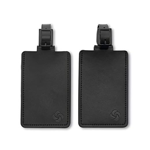 Samsonite 2-Pack Leather Luggage ID Tag, Black Logo, One Size