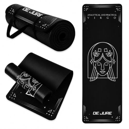 Image of De Jure Fitness Yoga Mat for Women and Men, 8mm Extra Thick Non-Slip NBR Exercise Mat for Yoga, Pilates, Gym & Floor Workouts - with Carry Strap - Virgo