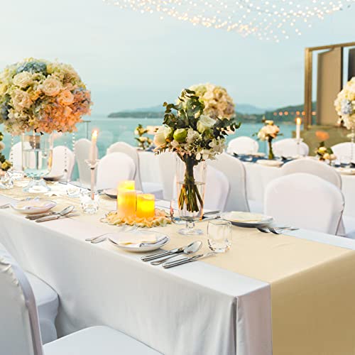 Aneco 12 Pack Satin Table Runner 12 X 108 Inch Champagne Long Wedding Satin Silk Table Runner For Wedding Banquet Graduations Birthday Party Decoration #TOP5