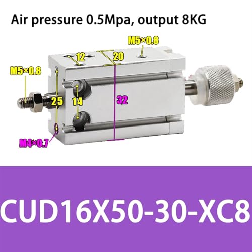 Vérin double effet CDU16X50-30-XC8 : optimisez vos courses réglables