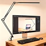 【3 modes d'éclairage et 10 niveaux de gradation 】: la lampe à bras pivotant offre un design à intensité variable. Cette lampe de bureau LED diffuse une lumière froide, chaude et naturelle. Avec sa pince, elle offre 3 modes d'éclairage (lumière blanche 6500 K, lumière blanche chaude 4500 K, lumière chaude 3000 K). Lampe de bureau moderne avec 3 modes de température de couleur et 10 niveaux de gradation de la luminosité. Elle offre un éclairage sans scintillement ni éblouissement.