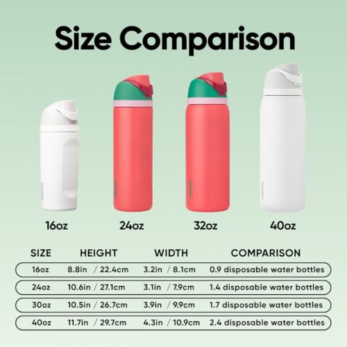 Image of Owala FreeSip Insulated Stainless Steel Water Bottle with Straw for Sports, Travel, and School BPA-Free Sports Water Bottle, 24 oz, Strawberry Field