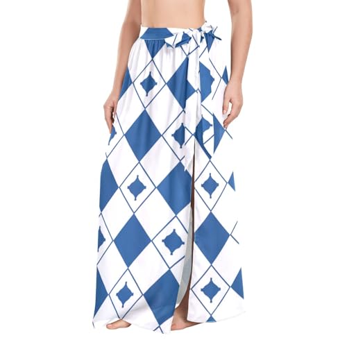 Cache-maillot de bain réglable à carreaux bleus et blancs pour femme élégante à la plage