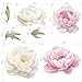 Set of 6 PCS Large Peony Wall Sticker Peel and Stick, Self-Adhesive Vinyl Flower Wall Decal, Realistic Floral Wall Decor Art Home Decoration for Living Room Bedroom