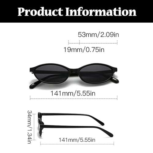 LJCZKA Retro Oval Cat Eye Sunglasses for Women 90s Trendy Small Frame Sunnies Vintage Cateye y2k Shades UV400 Protection3