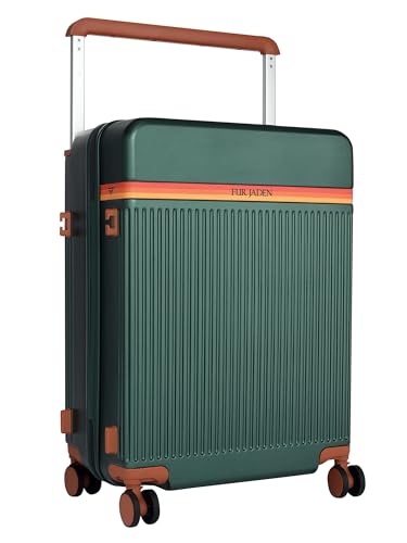 Image of FUR JADEN The Aviator 55cm German Polycarbonate Travel Luggage Cabin Suitcase with 8 StealthTech Silent Shock Absorbing Wheels, TSA Lock & Aerospace Grade Wide Trolley (Forest Green, Cabin 20 inch)