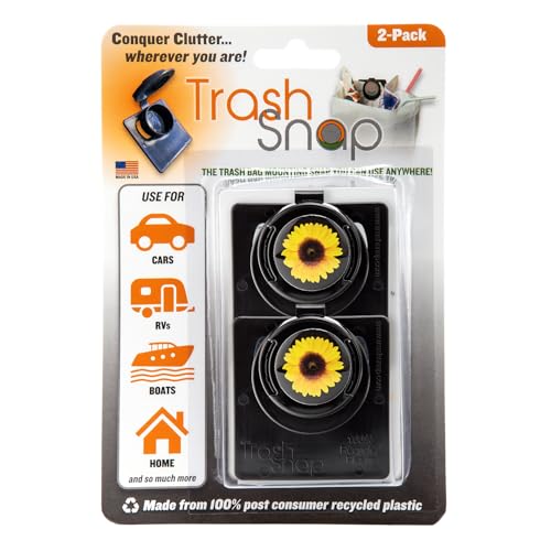 Image of Reusable Bag Holders for Trash & Recycling | Eco-Friendly, Adhesive Clip System for Car, RV, Home, Travel, Boat | Recycled Plastic Sunny Day - 2 Pack