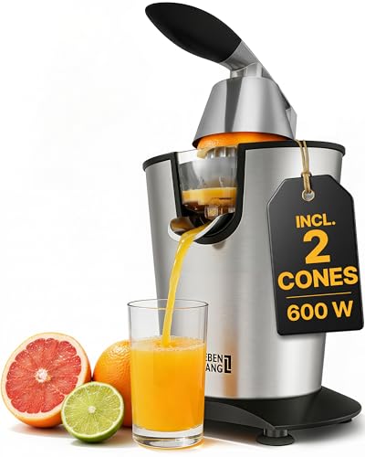LEBENLANG Presse agrume electrique 600W - Cône en acier inoxydable & sans BPA I Presse-agrumes électriques I Juicer orange machine Presseur agrumes electriques Jus de fruit d'orange automatique