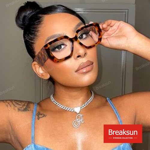 Image of Breaksun Thick Frame Blue Light Glasses for Women Men Fashion Oversized Square Computer Gaming Eyeglasses
