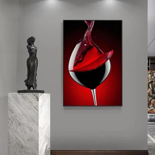 Toile abstraite vin rouge 50x70cm affiche moderne peinture murale salon sans cadre