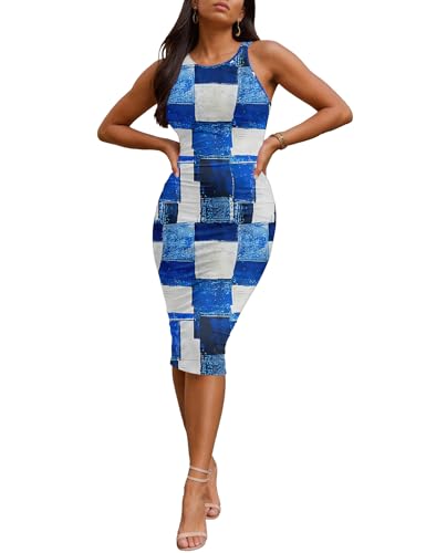 Image of Nimsruc Summer Dresses for Women 2026 Sexy Tank Top Bodycon Pencil Sleeveless Basic Midi Club Dress