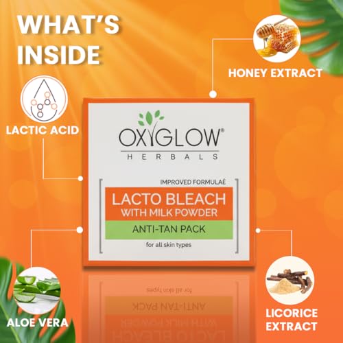 Image of OxyGlow Herbals Lacto Bleach Cream Enriched with Milk Powder 50g | Removes Tan & Hydrates the Skin| Whitens, Lightens & Brightens the Skin