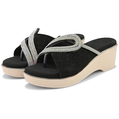 Image of Centrino Women's Wedge Heel Sandals | Stylish Slip-On Sandals for Ladies | Soft Cushioned Footbed for Comfort | Elegant & Trendy Design | Lightweight and Durable Fashion Footwear (9404)