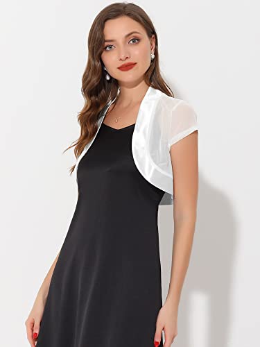 Image of Allegra K Women's Satin Shrug Bolero Cap Sleeve Crop Cardigan