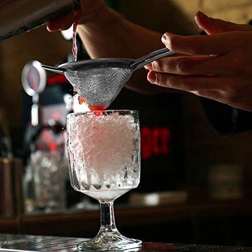 カクテルストレーナー ステンレススチール 茶こし 円錐形食品ストレーナー ファインメッシュストレーナー 実用バーストレーナー 3.3インチ (シルバー)