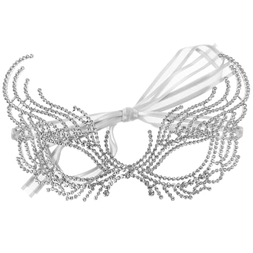 SUPVOX Rhinestone Mask Alloy Masquerade Eye Mask Simple Style Headpiece for Women Party Face Accessory Fashion Dinner Event Random Color