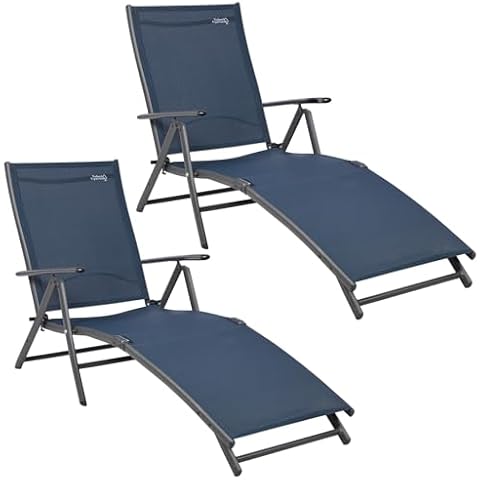 NATURAL EXPRESSIONS Chaise Lounge Chairs Outdoor Set of 2, Patio Lounger Aluminum Furniture Adjustable Folding Recliner Chair for Pool, Beach, Backyard, Lawn, Poolside Supports 300 lbs Cover