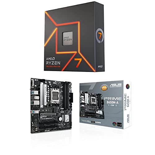 Image of AMD Ryzen 7 7700X 8-Core, 16-Thread Unlocked Desktop Processor & ASUS Prime B650M-A-CSM Micro-ATX Commercial Motherboard