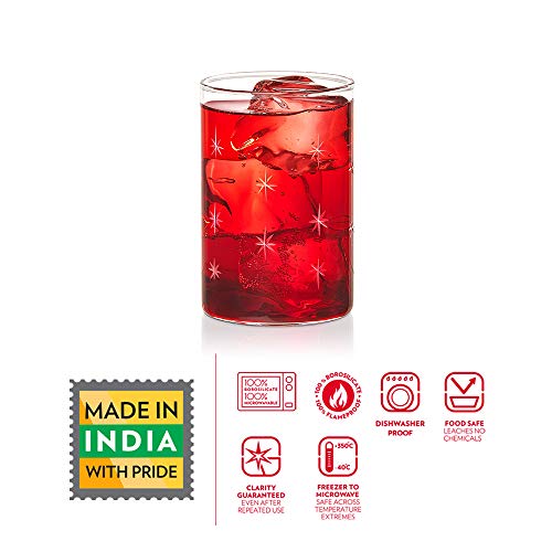 Borosil Vdmg295 Vision Deco Medium Galaxy Glass [Set Of 6] -Clear Lightweight & Durable Drinkware, Odor Resistant, Dishwasher Safe - For Water, Juice, Beer, Wine, And Cocktails |10 Ounce Cups #TOP1