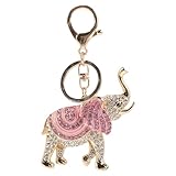 [FRCOLOR] 象の耳が大きく輝くクリスタルラインストーン付きエレファントキーリング キュートなバッグペンダント 家族の絆を表現するユニー