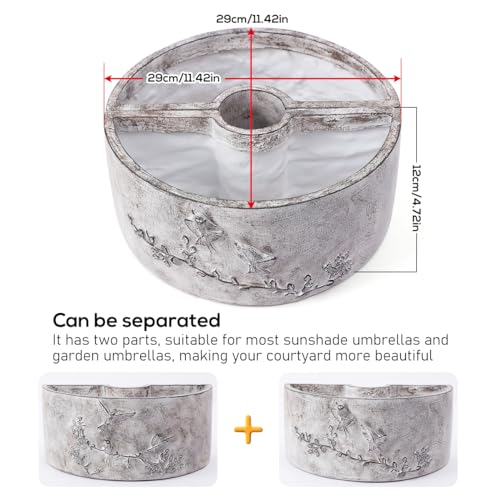 Tbpro Patio Umbrella Planter 2pcs Around Umbrella Planter Gray 11.41 * 11.41 * 4.72 inch Weatherproof with Drainage Holes Half-Circle Planter Pots with Umbrella Rod Hole for Patio Table by Tbpro - Used condition - Image 2