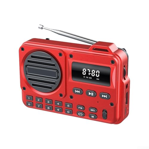 Petite radio portable AM FM rechargeable, radio numérique DAB FM, lecture de batterie 1200 mAh et alimentation secteur (rouge)