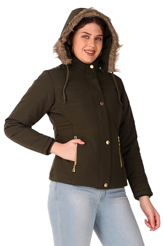 Image of Brazo Women's and Girls Puffer Regular Fit Bomber Jacket For Winter Wear | Hooded Neck | Full Sleeve | Zipper | Casual Jacket For Woman & Girl | Western Stylish Jacket For Women