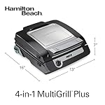 Hamilton Beach 4-in-1 Indoor Grill & Electric Griddle Combo with Bacon Cooker, Opens Flat to Double Cooking Surface, Removable Nonstick Plates, Black & Silver (25601) - Image 5