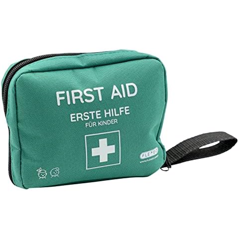 Erste Hilfe Set Kinder, Reiseapotheke Kinder gefüllt mit 47 Inhaltsteilen, Erste Hilfe Tasche Baby für unterwegs, Notfallset mit Fingerpuppe und Tapferkeitsstickern Cover