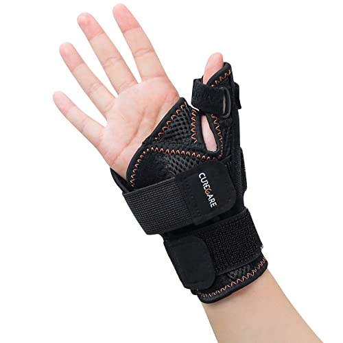 CURECARE Muñequera Pulgar para Mujeres y Hombres, Ferula Pulgar Reversible para Soporte de Día y Noche, Estabilizador de Pulgar Transpirable para Artritis, Tendinitis, Esguinces de Pulgar (Negro)