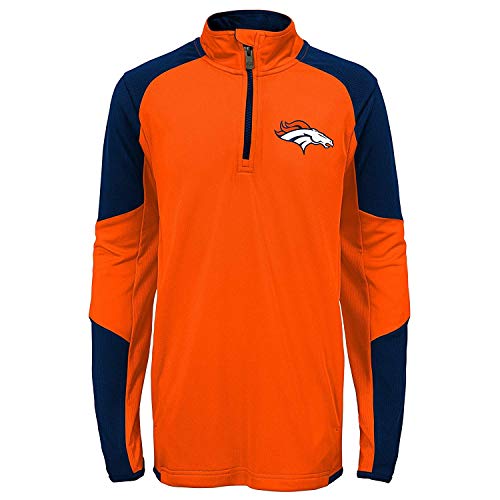 Outerstuff NFL Denver Broncos Youth Boys Beta 1/4 Zip Performance Top, Orange, Youth X-Large(18)