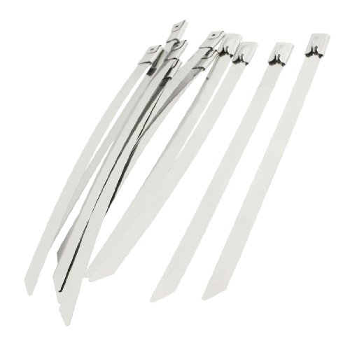 Aexit 10 Pcs Clamps Locking 8mm x 150mm Stainless Steel PVC Covered Cable Pipe Strap Clamps Ties Hoops