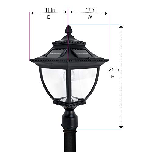 GAMA SONIC Pagoda Bulb Solar Lamppost with Single Head Lamp, Outdoor Light Fixture, 87
