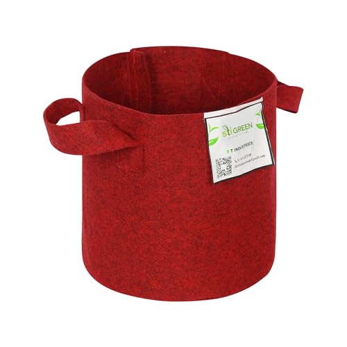 Image of Geo Fabric Grow Bags for Plants 10X10 Inch (Pack of 2) | 400 GSM Heavy Duty UV-Protected Round Maroon Colour Plant Bags for Terrace and Vegetable Gardening | Strong & Reusable|