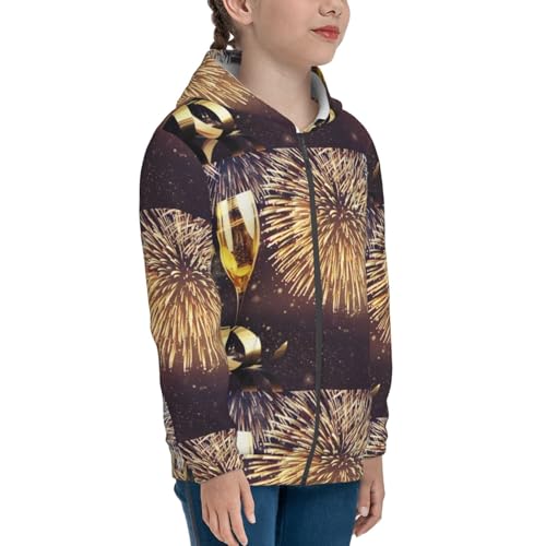 Happy New Year Kid Hoodies Boys Zip Up Sweatshirts Girls Pullover with Pocket4