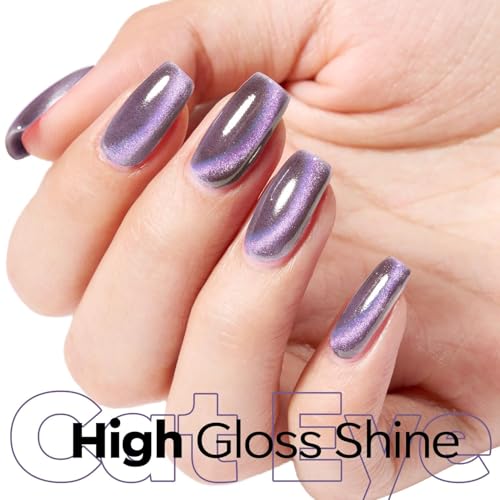 Image of modelones Blue Cat Eye Gel Nail Polish 15ML, Hema Free Purple Soak-Off UV Gel Polish - 28+Days Long-Lasting Nail Art DIY Manicure Kit Home Salon Women Gifts