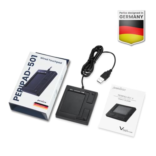 Image of Perixx PERIPAD-501 Wired USB Touchpad, Portable Trackpad for Laptop and Desktop User, Black, Small Size (11284)