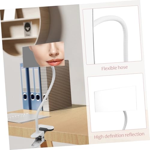 Miroir de bureau blanc POPETPOP miroir à main esthétique avec clip de fixation - 4