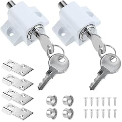 WiMas 2 piezas correderas para puertas correderas de ventana, cerradura de seguridad, cerradura corredera, cierre de puerta corredera con llave, color blanco