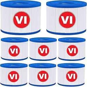 KGC 8 Pack Type VI Pool Filters, VI Filters Cartridges for Pool, Whirlpool Filter, VI Replacement Filters Compatible with Bestway 58323E, Coleman Saluspa 90427E, and Lay-Z Spa