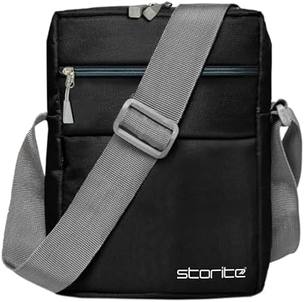 Storite 10 Inch Stylish Padded Mini Sling Bag for Men and Women, Small Passport Travel Bag and Small Sling Bag With Water Bottle Pocket (25x16x7.5cm)