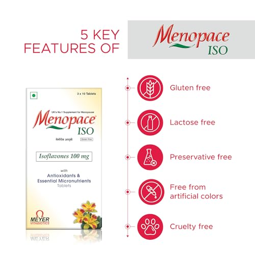 Menopace ISO 30 tablets with Isoflavones, amino acids & essential vitamins to support menopause symptoms, reduces hot flashes, night sweats & mood... - Image 4