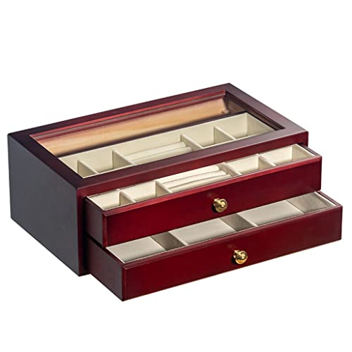 Boîte à bijoux de rangement en bois grand format organisateur multicouche pour femme et homme