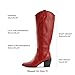 DREAM PAIRS Womens Cowboy Boots Wide Calf Comfortable Pull On Zipper Chunky Heel Pointed Toe Embroidered Western Cowgirl Knee High Boots Ladies Retro Tall Boot,Size 9,Red,SDKB224W