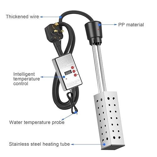 Riscaldatore a Immersione - 1500W riscaldatore ad Acqua elettrica Portatile con termostato Digitale per Vasca e Piscina
