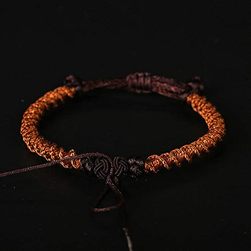 Corde tibétaine tissée main bracelet marron artisanal de protection pour couple