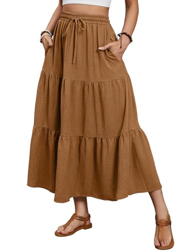 Amazon.com: Lyrur Bohemian Skirts for Women Elastic High Waist