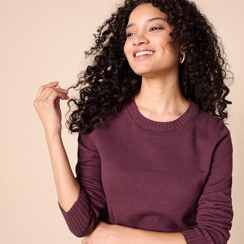 Image of Amazon Essentials Women's Lightweight Soft Crewneck Sweater, 100% Cotton, Plus