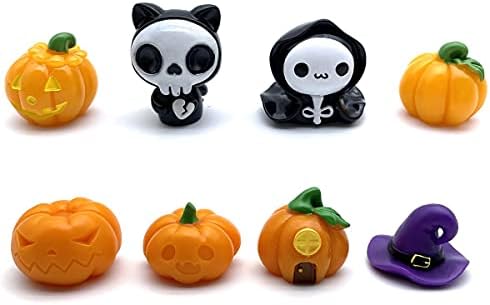 COUOC Miniature Fairy Garden Decor Resin Accessor,Dollhouse Accessories Rockery and Fake Stone Landscaping Ornaments Accessory Succulent Flower Pot Outdoor Statues (8pcs Reapers and Pumpkins)