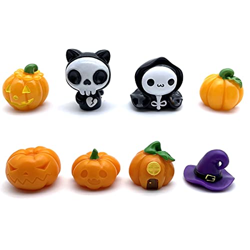 Couoc Miniature Fairy Garden Decor Resin Accessor,Dollhouse Accessories Rockery And Fake Stone Landscaping Ornaments Accessory Succulent Flower Pot Outdoor Statues (8Pcs Reapers And Pumpkins) #TOP2